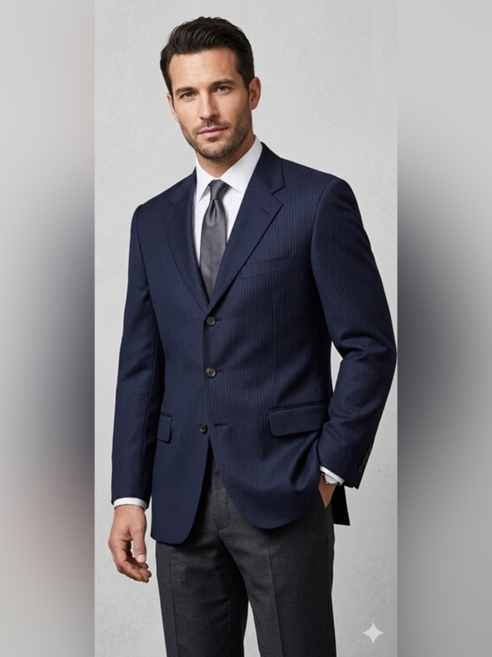 Bachrach Men’s 46 Reg Gray 100% Virgin Wool Sport Coat Blazer Jacket 46R Italy